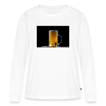 Beer mug in the dark: foam shimmer - Women's Premium Organic Long Sleeve Shirt - white - Front - Julia (174cm)