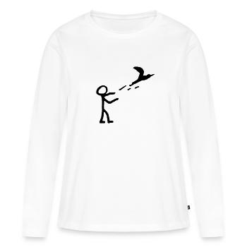 Lâche-le - T-shirt manches longues Premium bio Femme - blanc - Devant - Julia (174cm)