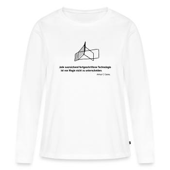 Technologie Wäscheständer - Frauen Premium Bio Langarmshirt - Weiß - Vorne - Julia (174cm)