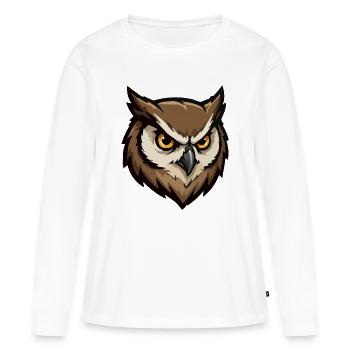 Wachender Eulenkopf Pixel-Stil - Frauen Premium Bio Langarmshirt - Weiß - Vorne - Julia (174cm)