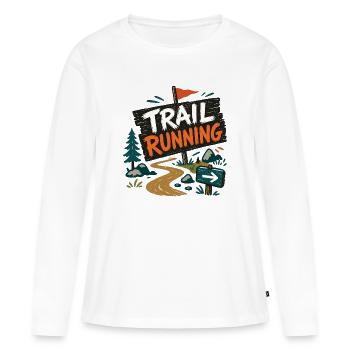 Course sur sentier - T-shirt manches longues Premium bio Femme - blanc - Devant - Julia (174cm)