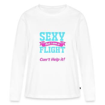 Hôtesse de l’air hôtesse de l’air - T-shirt manches longues Premium bio Femme - blanc - Devant - Julia (174cm)