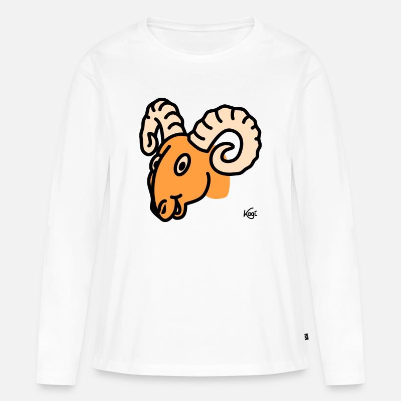 Widder groß - Frauen Premium Bio Langarmshirt - Weiß