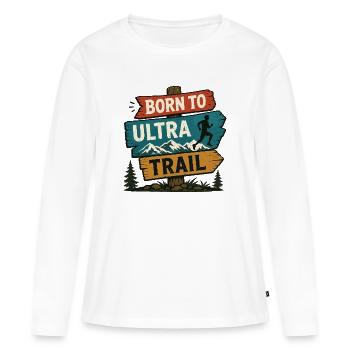Né pour l’Ultra Trail - T-shirt manches longues Premium bio Femme - blanc - Devant - Julia (174cm)