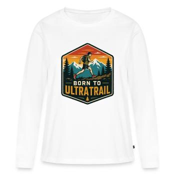 Né pour l’Ultra Trail - T-shirt manches longues Premium bio Femme - blanc - Devant - Julia (174cm)