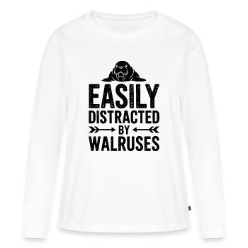 Walross Sprüche Walross Lustiges Walross Geschenk  - Frauen Premium Bio Langarmshirt - Weiß - Vorne - Julia (174cm)