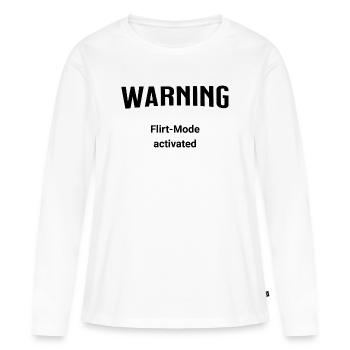 Avertissement - Mode Flirt activé - T-shirt manches longues Premium bio Femme - blanc - Devant - Julia (174cm)