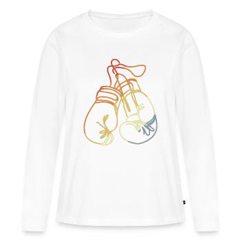 Boxhandschuhe Retro Style - Frauen Premium Bio Langarmshirt - Weiß - Vorne - Julia (174cm)