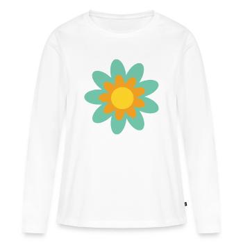 70er Jahre Blume Muster Hippie Geschenk - Frauen Premium Bio Langarmshirt - Weiß - Vorne - Julia (174cm)