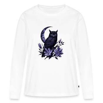 Fleurs d’améthyste de l’oiseau de nuit - T-shirt manches longues Premium bio Femme - blanc - Devant - Julia (174cm)