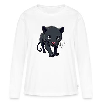 Panthère - T-shirt manches longues Premium bio Femme - blanc - Devant - Julia (174cm)