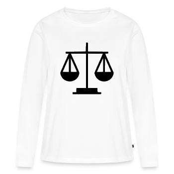 Avocat Droit Droit Avocat Balance Droit Judiciaire - T-shirt manches longues Premium bio Femme - blanc - Devant - Julia (174cm)