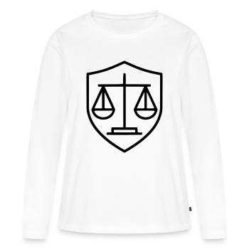 Avocat Droit Droit Avocat Balance Droit Judiciaire - T-shirt manches longues Premium bio Femme - blanc - Devant - Julia (174cm)