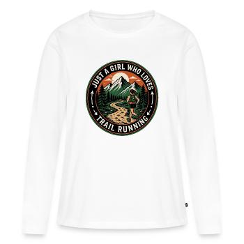 Juste une fille qui adore la course sur sentier - T-shirt manches longues Premium bio Femme - blanc - Devant - Julia (174cm)