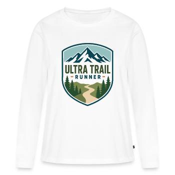 Ultra Trail Runner Mountain Shield - Frauen Premium Bio Langarmshirt - Weiß - Vorne - Julia (174cm)