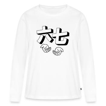 Six Sept 67 Mains Style Asie - T-shirt manches longues Premium bio Femme - blanc - Devant - Julia (174cm)