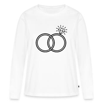 Diamantring - Frauen Premium Bio Langarmshirt - Weiß - Vorne - Julia (174cm)