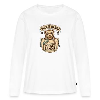 BANDIT DE POCHE - T-shirt manches longues Premium bio Femme - blanc - Devant - Julia (174cm)