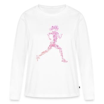 Idée cadeau pour une course à pied - T-shirt manches longues Premium bio Femme - blanc - Devant - Julia (174cm)