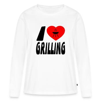 Griller - T-shirt manches longues Premium bio Femme - blanc - Devant - Julia (174cm)