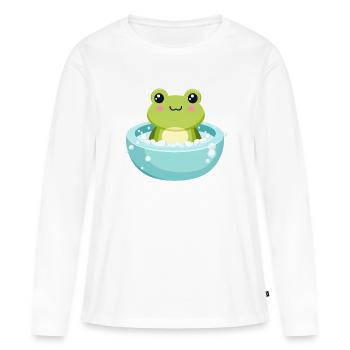 Grenouille dans un bain moussant - T-shirt manches longues Premium bio Femme - blanc - Devant - Julia (174cm)