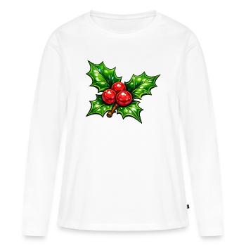 Houx aux baies - T-shirt manches longues Premium bio Femme - blanc - Devant - Julia (174cm)