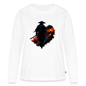 Marcheur nocturne avec lanterne - T-shirt manches longues Premium bio Femme - blanc - Devant - Julia (174cm)