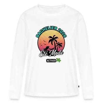 Bachelier 2026 Été Mode - T-shirt manches longues Premium bio Femme - blanc - Devant - Julia (174cm)