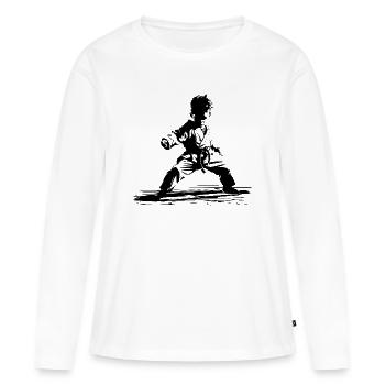 Karateka Boy Sketch - T-shirt manches longues Premium bio Femme - blanc - Devant - Julia (174cm)
