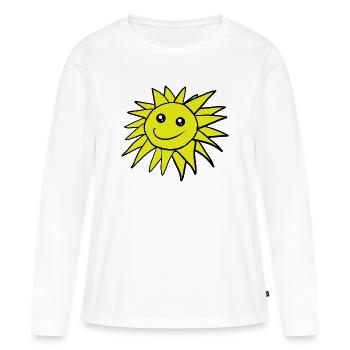 Soleil, sourire, visage, soleils, soleils - T-shirt manches longues Premium bio Femme - blanc - Devant - Julia (174cm)