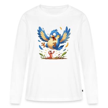 Oiseau coloré contre ver - T-shirt manches longues Premium bio Femme - blanc - Devant - Julia (174cm)