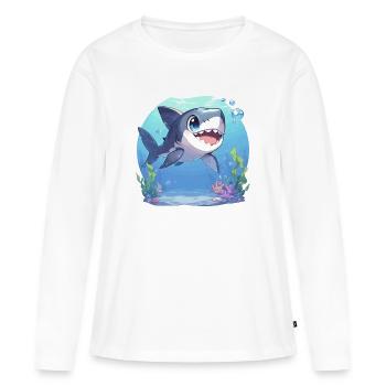 Grand requin blanc Grand requin blanc - T-shirt manches longues Premium bio Femme - blanc - Devant - Julia (174cm)