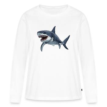 Grand requin blanc Grand requin blanc - T-shirt manches longues Premium bio Femme - blanc - Devant - Julia (174cm)