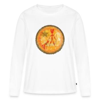 Silhouette indigène du soleil - T-shirt manches longues Premium bio Femme - blanc - Devant - Julia (174cm)
