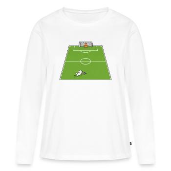 Terrain de football avec chien et t-shirt capybara - T-shirt manches longues Premium bio Femme - blanc - Devant - Julia (174cm)