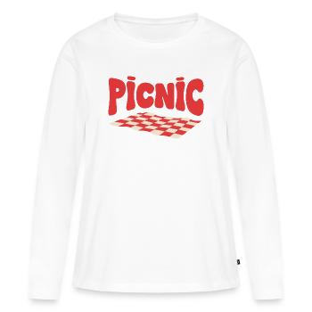 Retro checkerboard picnic - Women's Premium Organic Long Sleeve Shirt - white - Front - Julia (174cm)