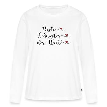 Beste Schwester der Welt Herz Geschenk - Frauen Premium Bio Langarmshirt - Weiß - Vorne - Julia (174cm)