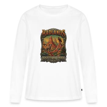 Badlands Nationalpark Poster - Frauen Premium Bio Langarmshirt - Weiß - Vorne - Julia (174cm)