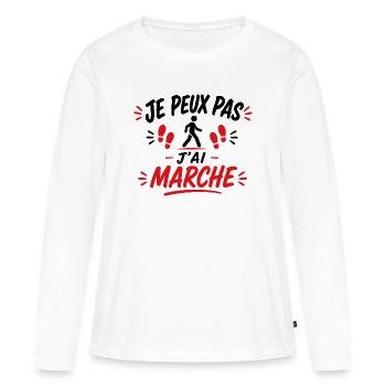 Marche Empreintes Rouge - T-shirt manches longues Premium bio Femme - blanc - Devant - Julia (174cm)