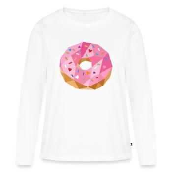 Donut géométrique – Motif de beignet sucré - T-shirt manches longues Premium bio Femme - blanc - Devant - Julia (174cm)