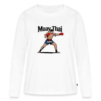 Muay Thai Kickboxing - T-shirt manches longues Premium bio Femme - blanc - Devant - Julia (174cm)