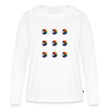 Mosaïque de la Flèche de la Fierté - T-shirt manches longues Premium bio Femme - blanc - Devant - Julia (174cm)