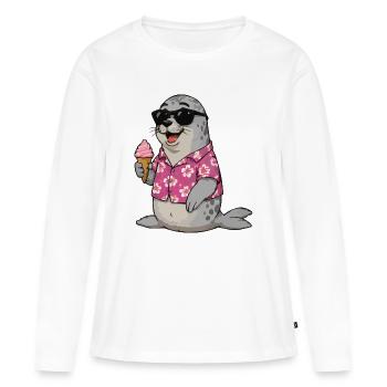 Phoque dans la brise hawaïenne - T-shirt manches longues Premium bio Femme - blanc - Devant - Julia (174cm)