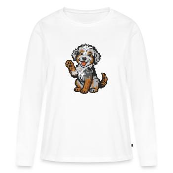 Doodle Merle - Chiot câlin - T-shirt manches longues Premium bio Femme - blanc - Devant - Julia (174cm)