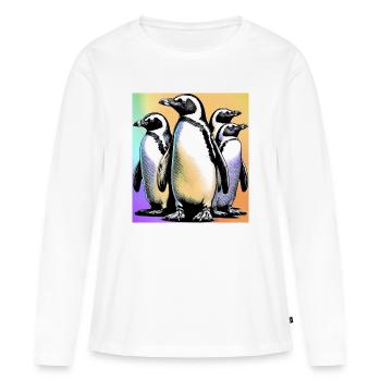 Pingouins Pingouins - T-shirt manches longues Premium bio Femme - blanc - Devant - Julia (174cm)