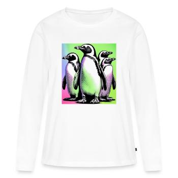 Pingouins Pingouins - T-shirt manches longues Premium bio Femme - blanc - Devant - Julia (174cm)