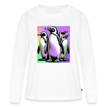Pingouins Pingouins - T-shirt manches longues Premium bio Femme - blanc - Devant - Julia (174cm)