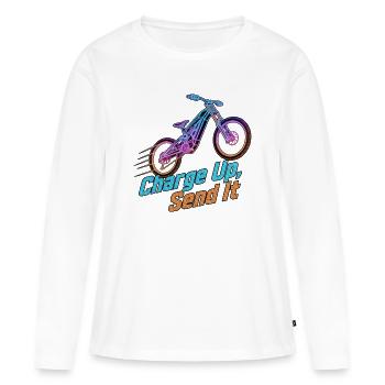 Charge Up Send It Neon E-Bike - Women's Premium Organic Long Sleeve Shirt - white - Front - Julia (174cm)