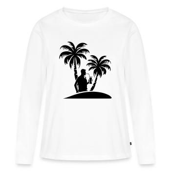 Palmiers pour fête de vacanciers - T-shirt manches longues Premium bio Femme - blanc - Devant - Julia (174cm)