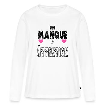 En Manque d'Attention - T-shirt manches longues Premium bio Femme - blanc - Devant - Julia (174cm)